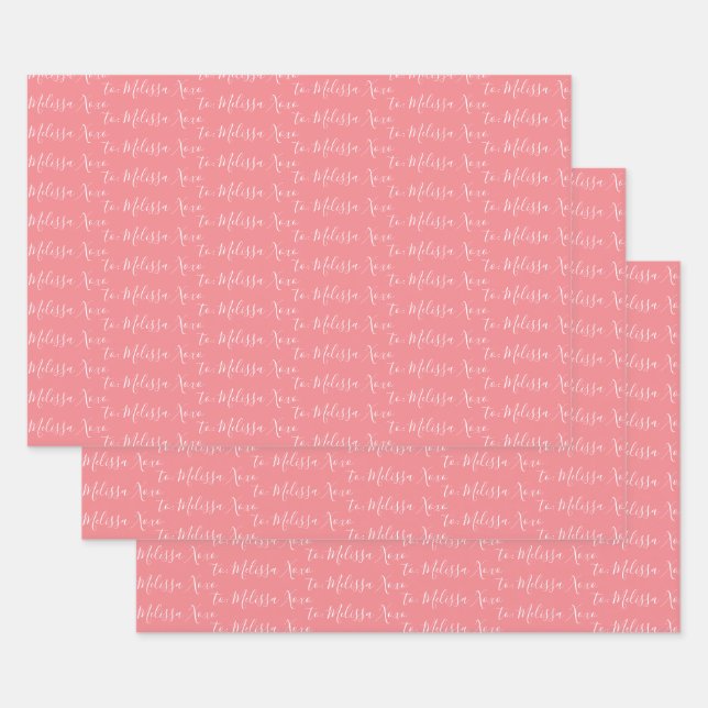 Zu Ihrem Namen Modernes Schreibpinke Geschenkpapier Set (Set)