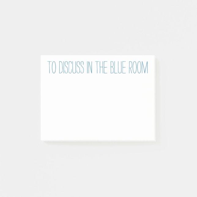 Zu im blauen Raum besprochen werden Post-it Klebezettel (Vorderseite)