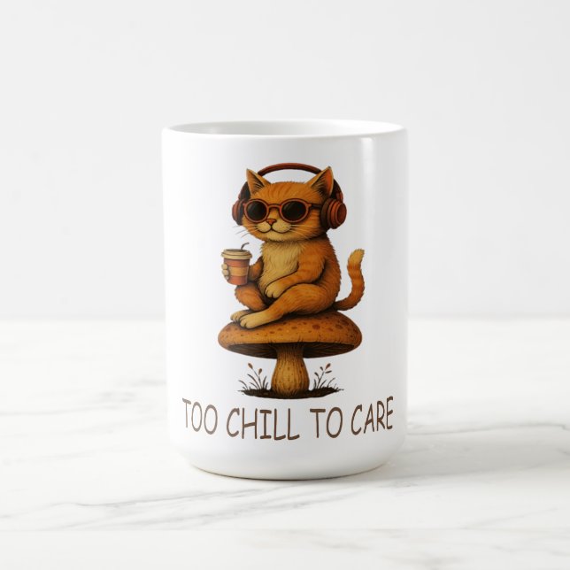 Zu kalt für Pflege - Lo-Fi Katze im Pilz Kaffeetasse (Mittel)