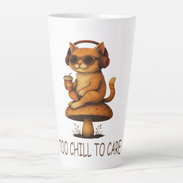 Zu kalt für Pflege - Lo-Fi Katze im Pilz Milchtasse (Vorderseite)