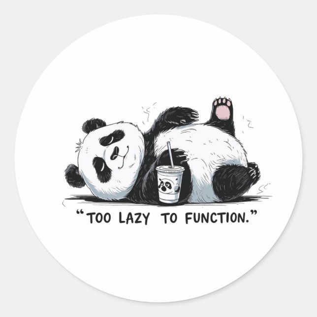 Zu lazy to function - Lazy Panda Runder Aufkleber (Vorderseite)