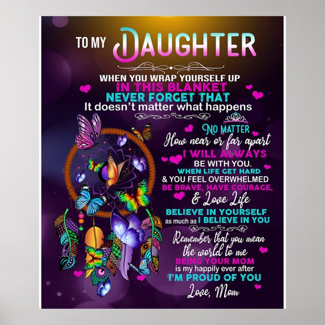 Zu meinem Geschenk an meine Tochter Schmetterlinge Poster (Vorne)