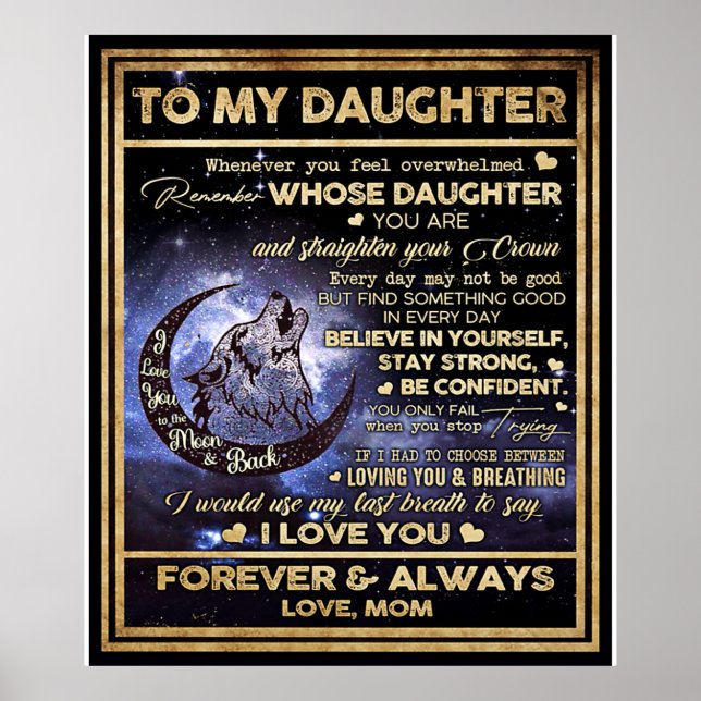 Zu meinem Geschenk an meine Tochter Schmetterlinge Poster (Vorne)