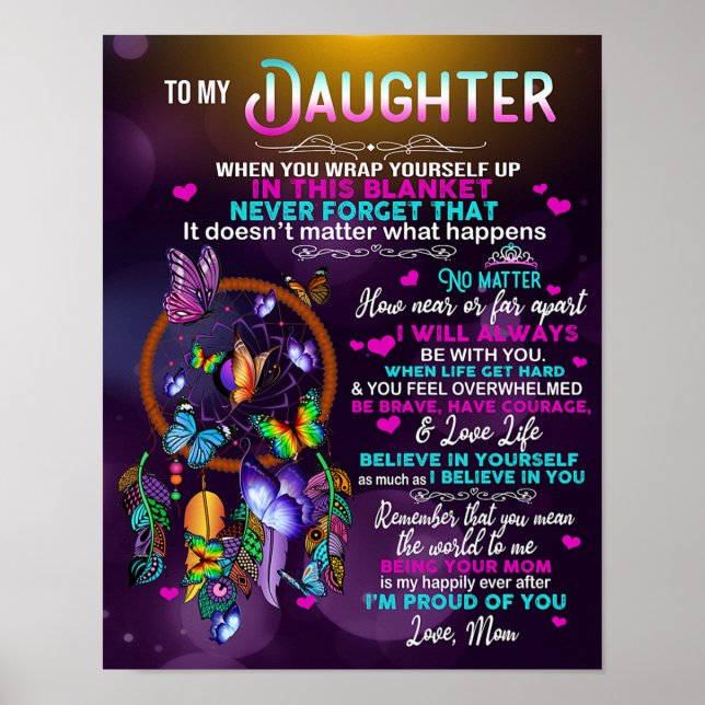 Zu meinem Geschenk an meine Tochter Schmetterlinge Poster (Vorne)