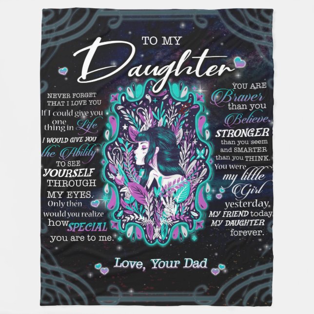 zu meinem Geschenk, Brief an Tochter vom Vater Fleecedecke (Vorderseite)
