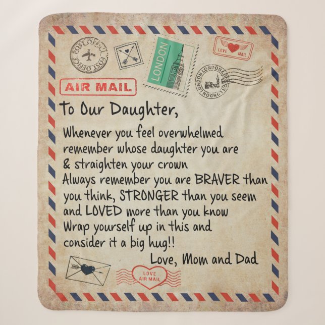 zu meinem Geschenk, Liebe Brief an unsere Tochter Sherpadecke (Vorderseite)
