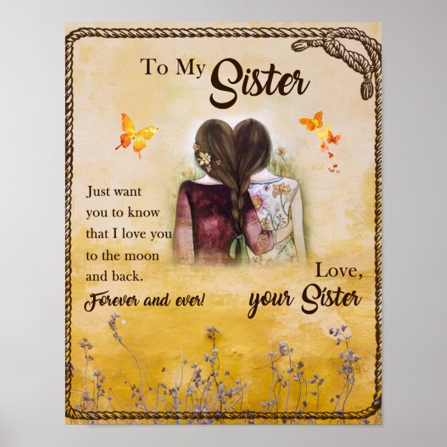 Zu meinem Geschenk, Schmetterlingsliebe, Blumenges Poster (Vorne)