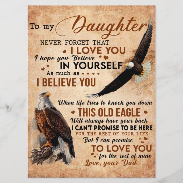 Zu meinem Geschenk, Vater und Tochter, Adler Lover Menükarte (Vorderseite)
