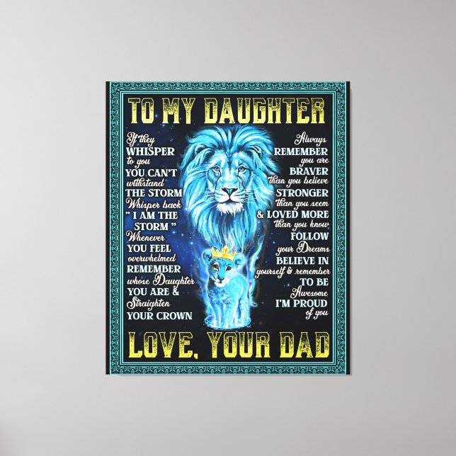 zu meinem Geschenk von Löwe, Geschenk von Löwe Vat Leinwanddruck (Vorderseite)