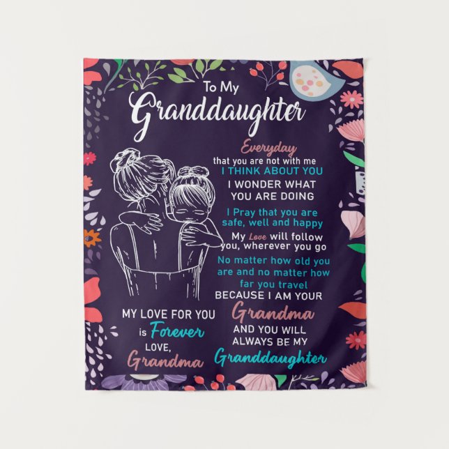 zu meinem Großtochter-Geschenk von Oma, Blume Love Wandteppich (Vorderseite)