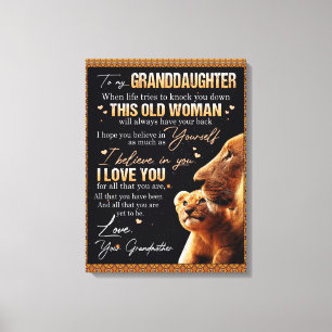 Zu meinem Großtochter Geschenk von Oma, Löwenliebh Leinwanddruck