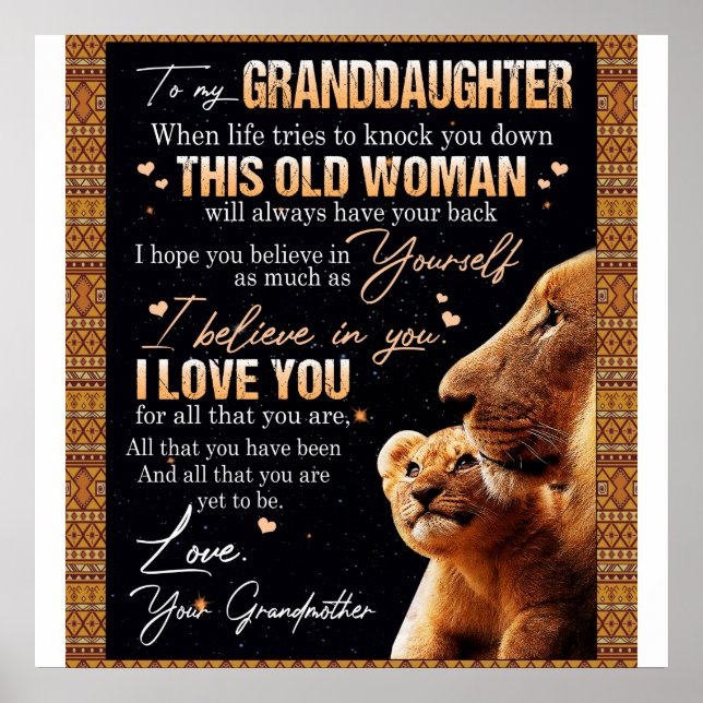 Zu meinem Großtochter Geschenk von Oma, Löwenliebh Poster (Vorne)