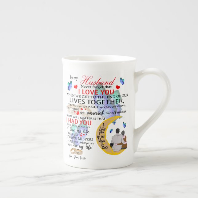 ZU MEINEM HUSBAND, Geschenk für Ehemann, Jubiläums Prozellantasse (Rechts)