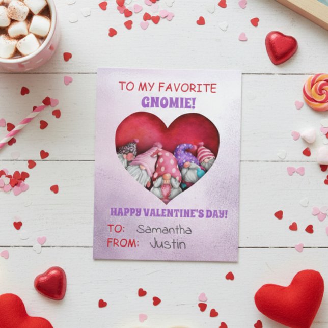 Zu meinem Lieblingstag Gnomie Valentine Postkarte (Von Creator hochgeladen)