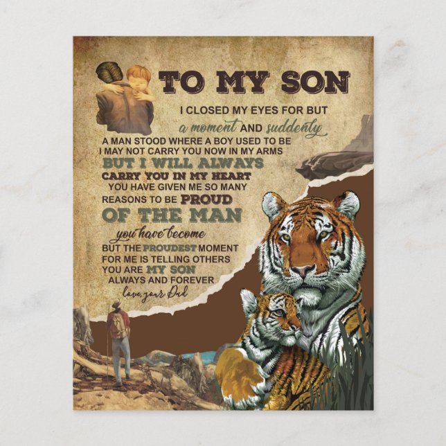 Zu meinem Sohn Geschenk, Tiger Liebhaber, Brief an Flyer (Vorne)