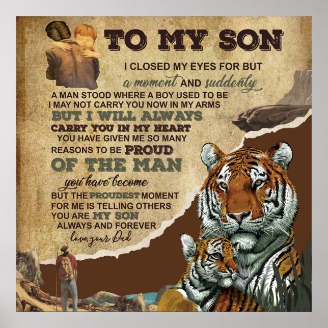 Zu meinem Sohn Geschenk, Tiger Liebhaber, Brief an Poster (Vorne)