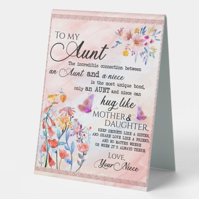 zu meinem Tante-Geschenk, Schmetterlingsgeschenk v Tischaufsteller (Vorderseite)