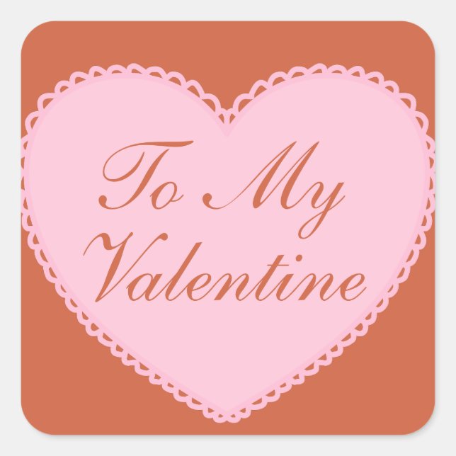 Zu meinem Valentinherz Quadratischer Aufkleber (Vorderseite)