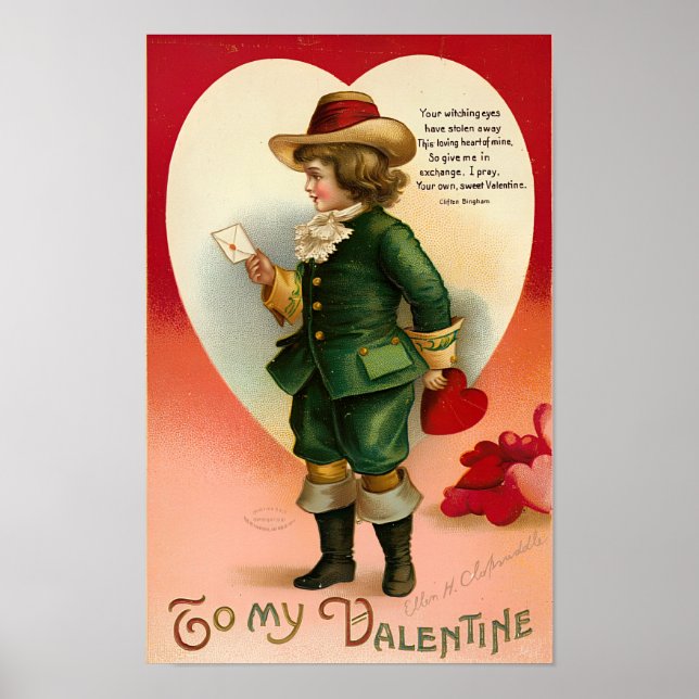 Zu meinem Valentinstag Vintager Viktorianischer Va Poster (Vorne)