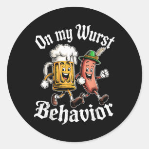 Zu meinem Wurstverhalten deutsche Bierwurst Erwach Runder Aufkleber