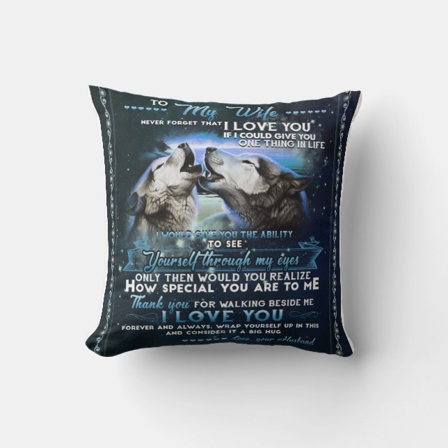 Zu meiner Ehefrau von Husband Wolf Lover Blanket G Kissen (Vorderseite)