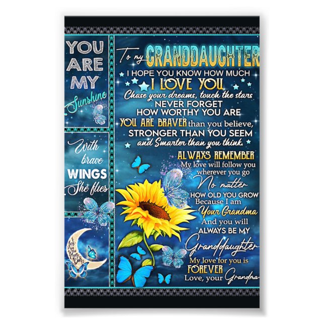 Zu meiner Enkelin Sonnenblumengeschenk, Babygesche Fotodruck (Vorne)