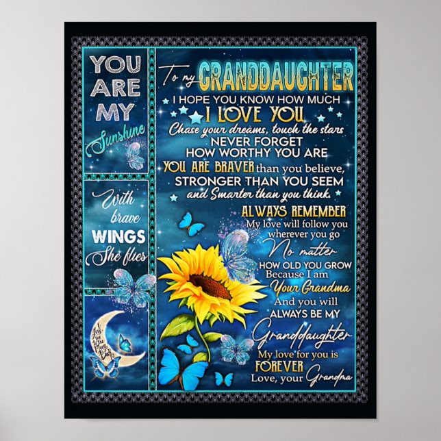 Zu meiner Enkelin Sonnenblumengeschenk, Babygesche Poster (Vorne)