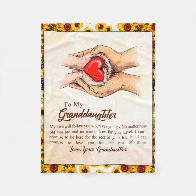 zu meiner Großtochter Sonnenblumengeschenk von Oma Fleecedecke (Vorderseite)