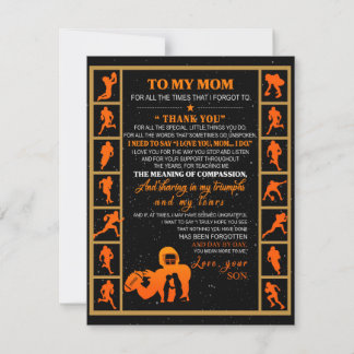 Zu meiner Mama Geschenk, Mama und Sohn, Eishockey- Einladung