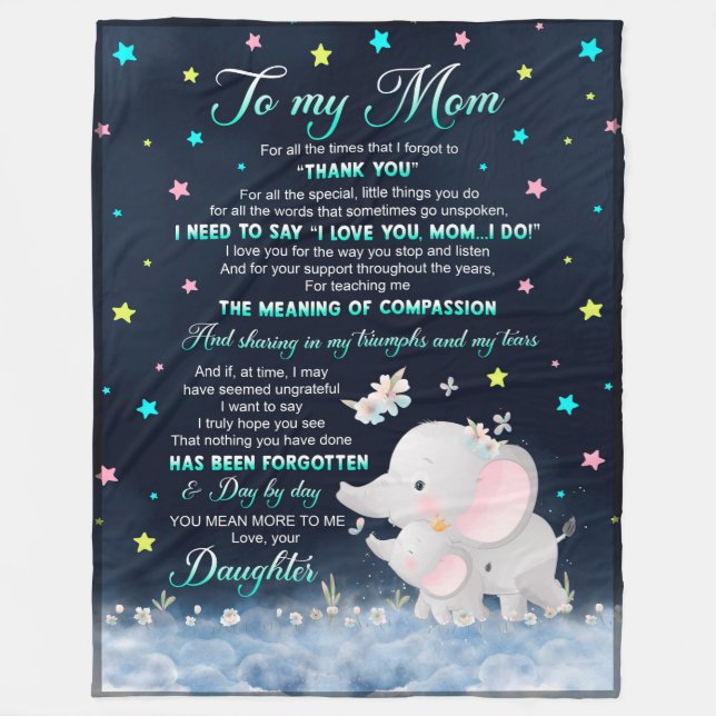 Zu meiner Mama kleine Elefantendecke, Mama-Decke Fleecedecke (Vorderseite)