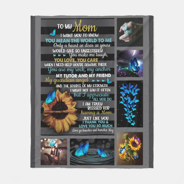 Zu meiner Mama Sonnenblume Schmetterling Blanket,  Fleecedecke (Vorderseite)