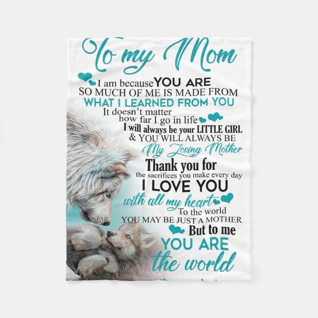 Zu meiner Mama Wolf Decke, Geschenk für Mama Decke (Vorderseite)