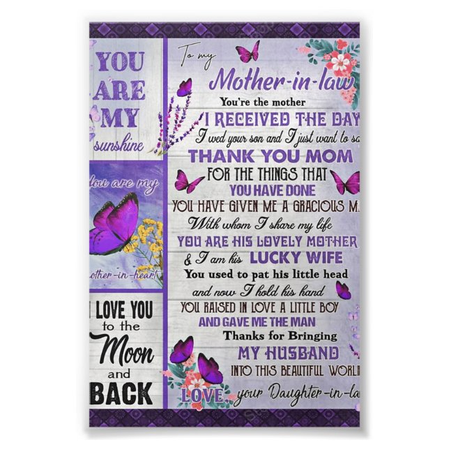 zu meiner Mutter- in - Law Geschenk, Mutter Geburt Fotodruck (Vorne)