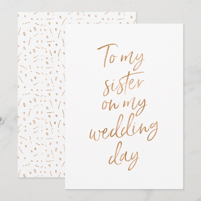 Zu meiner Schwester am Hochzeitstag Einladung (Vorne/Hinten)