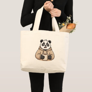 Zu müde, um zu funktionieren Panda Coffee Cartoon Jumbo Stoffbeutel