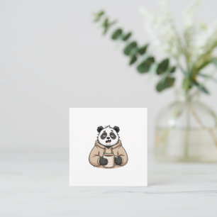 Zu müde, um zu funktionieren Panda Coffee Cartoon Quadratische Visitenkarte