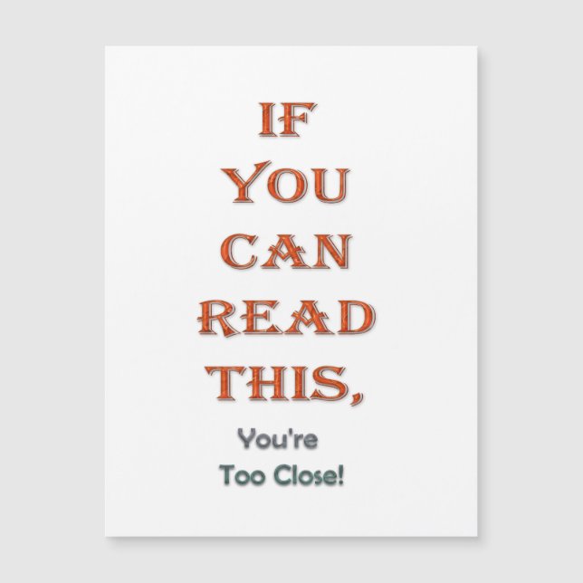 Zu nah magnetkarte (Vorderseite)