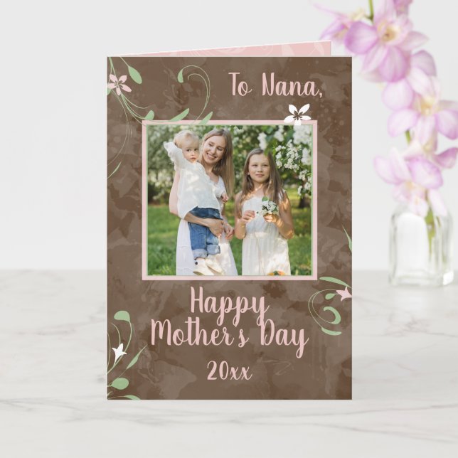 Zu Nana Spring Sprouts Oma Mother Day Foto Karte (Orchidee)