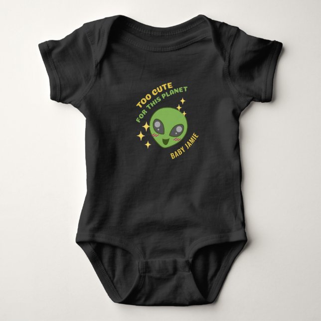 Zu Niedlich für diese Planet-Alien Personalisiert Baby Strampler (Vorderseite)