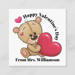 Zu Niedlich Teddy Bear Valentine - sehen Sie zurüc Quadratische Visitenkarte