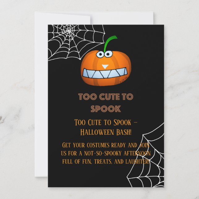 Zu Niedlich, um Funny Halloween Pumpkin Art zu spr Einladung (Vorderseite)