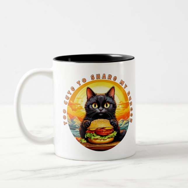 Zu Niedlich, um My Burger zu teilen - Black Cat Fe Zweifarbige Tasse (Links)