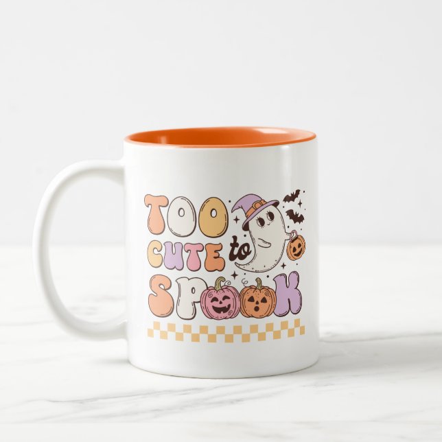 Zu Niedlich, um Niedlich Ghost Retro Halloween zu  Zweifarbige Tasse (Links)