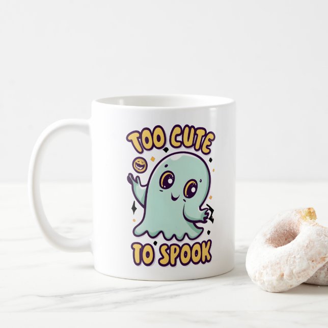 Zu Niedlich, um Niedliche Halloween-Geister zu spr Kaffeetasse (Mit Donut)