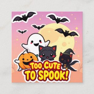 Zu Niedlich, um zu sprechen - Kawaii Halloween Gho Quadratische Visitenkarte