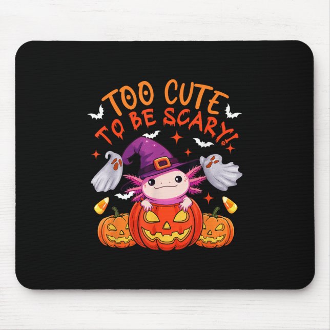Zu Niedlich Witziger Beängstigender Halloween Axol Mousepad (Vorne)