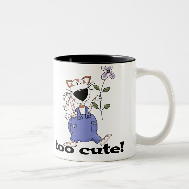 Zu niedliche Kitty-Katze Zweifarbige Tasse (Rechts)