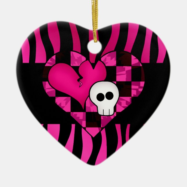 Zu niedlicher Glattpunk Zebraherz Keramikornament (Vorne)