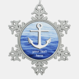 Zu personifizieren Anker-Grafik Schneeflocken Zinn-Ornament