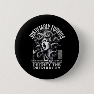 Zu Recht Furious Medusa Griechische Mythologie Fem Button